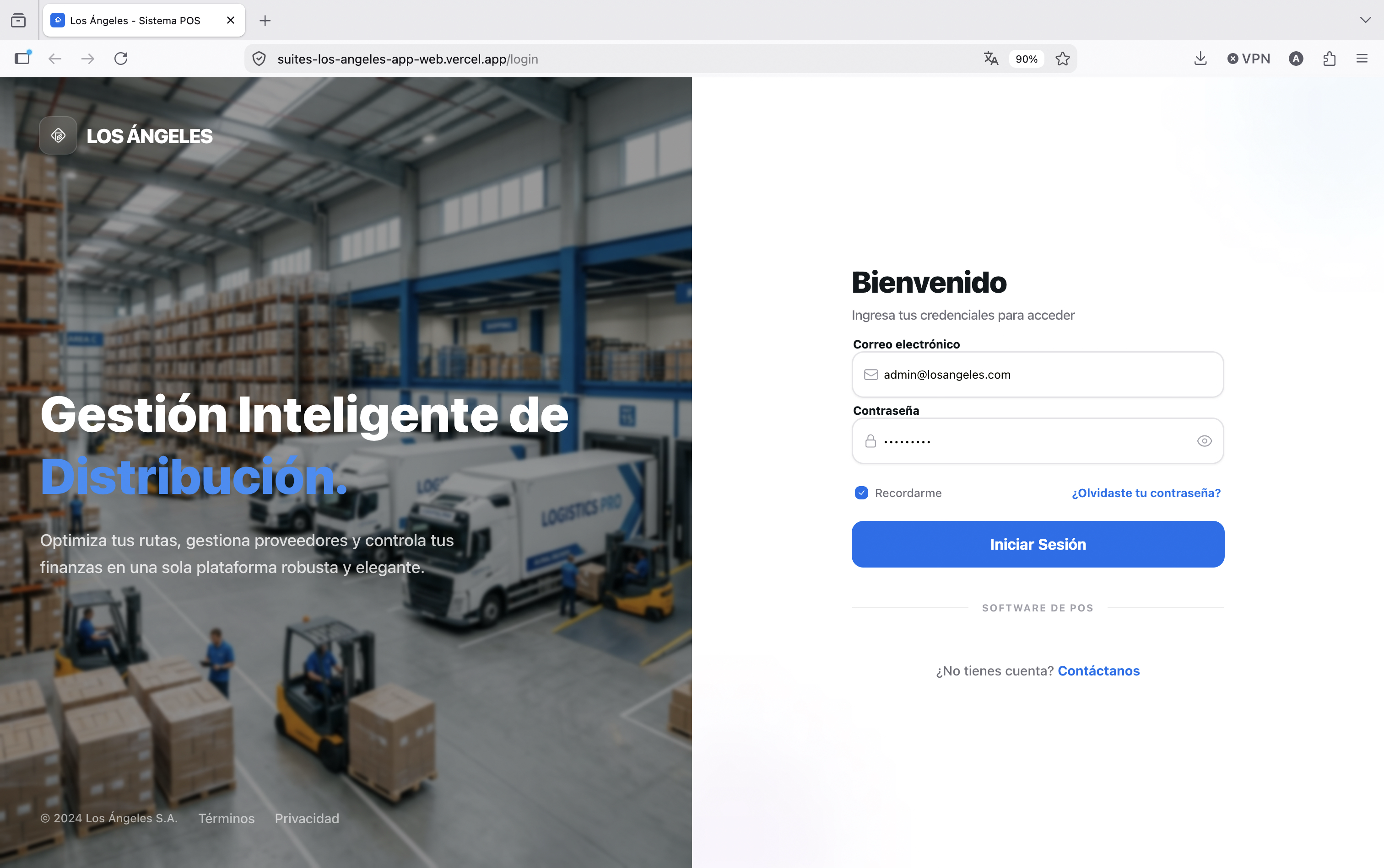Captura del proyecto Suite Los Ángeles — Web Administrativa + App Móvil POS